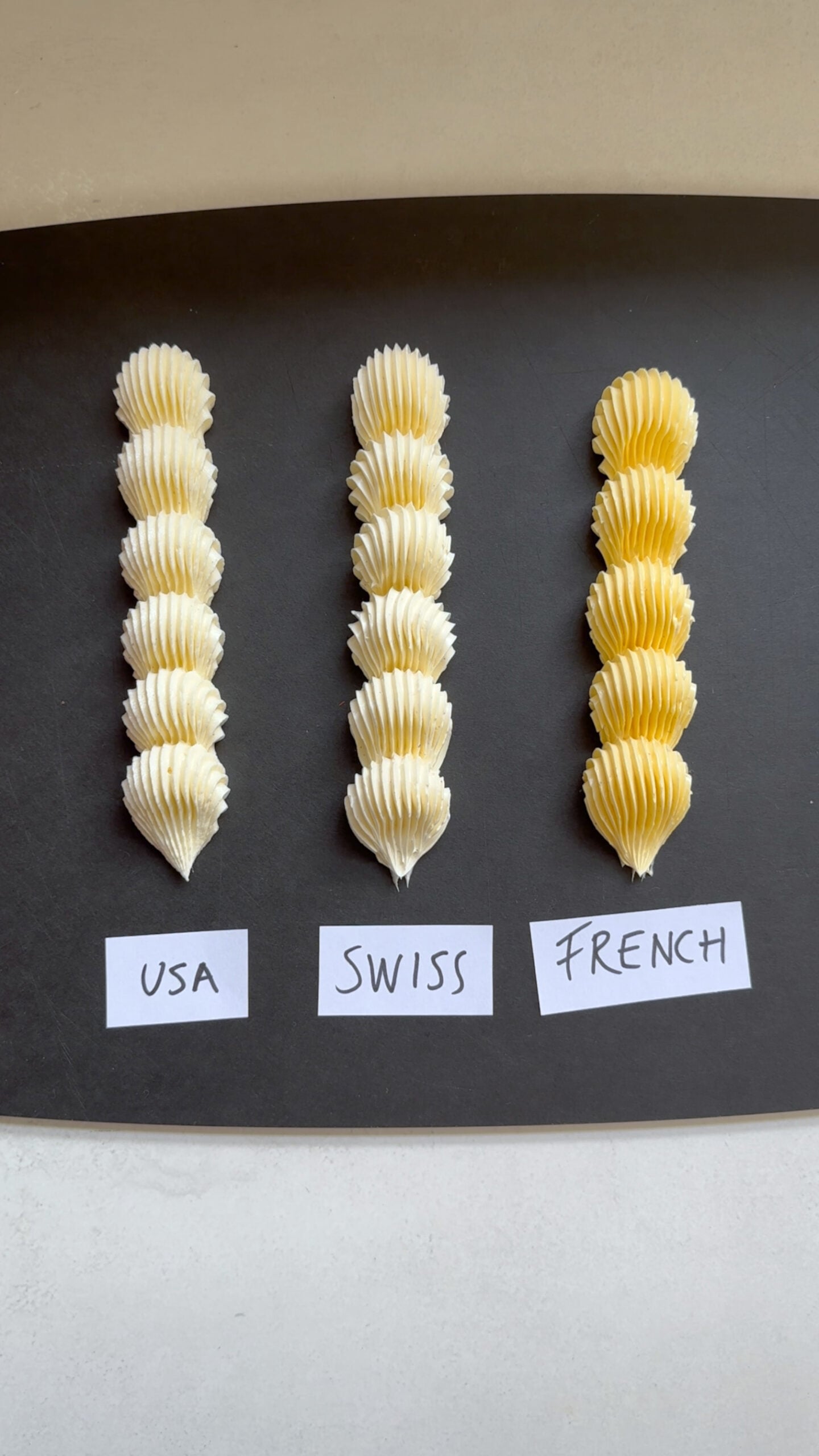 3 buttercreams - swiss, french and american