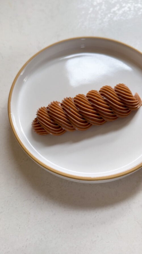 Piped milk chocolate ganache