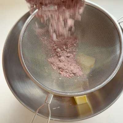 Chocolate pastry sift dry ingredients