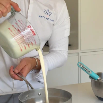 Cream & milk into a saucepan